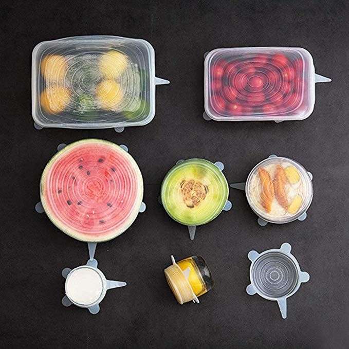 Silicone stretchable reusable lids - Set of 6