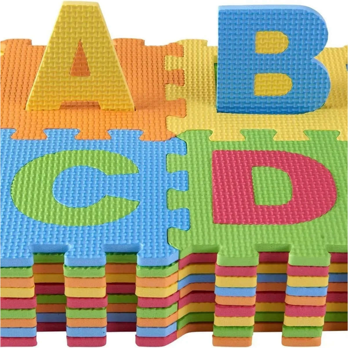 12" x 12" 28Pcs Interlocking Alphabets and Shapes Educational Puzzle Mat