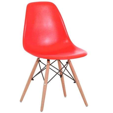 Wooden Leg Chair - RED(SECOND HAND)