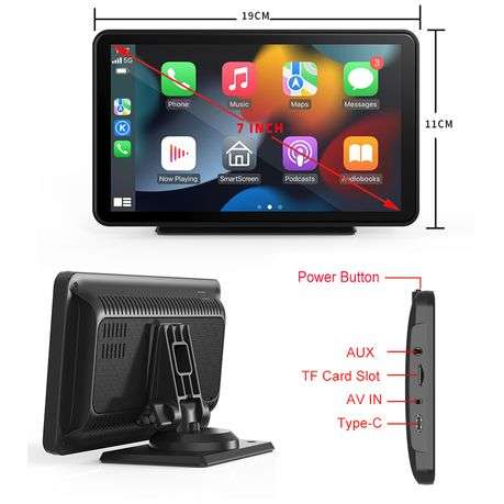 7-Inch Wireless Car Display with CarPlay, Android Auto & Bluetooth