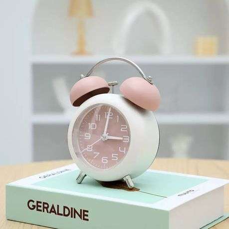 Everyday-use Twin Bell Alarm Clock - Silent Sweep Design - Pink&Blue 2PS