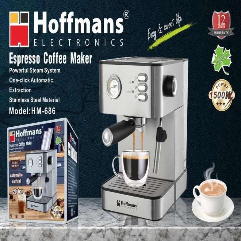 Hoffmans Automatic Control Espresso Coffee Maker with Milk Frother - 20 Bar