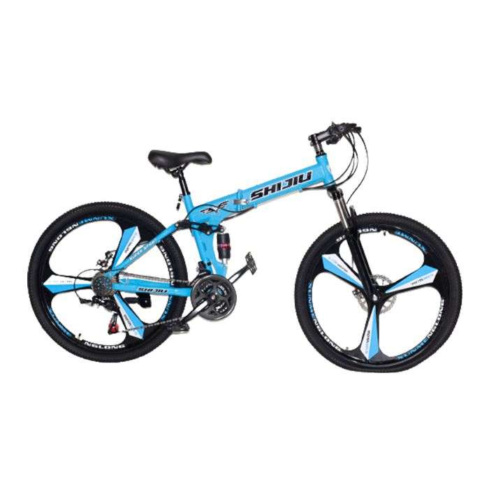 Fast & Furious 24 Speeds, 26 Inch Foldable and Portable Mountain Bike (Blue/Black)