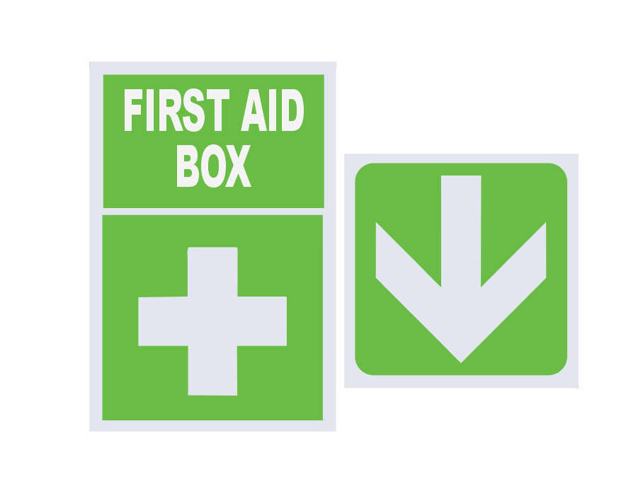 First Aid Box Safety Sign & Directional Arrow - ABS Sign Boards