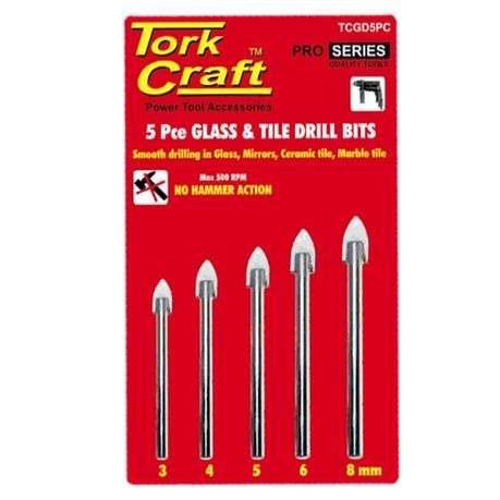 Tork Craft - Glass & Tile Drill Bit Set 5 Pce 3/4/5/6/8 - Tork Craft - Glass & Tile Drill Bit Set...