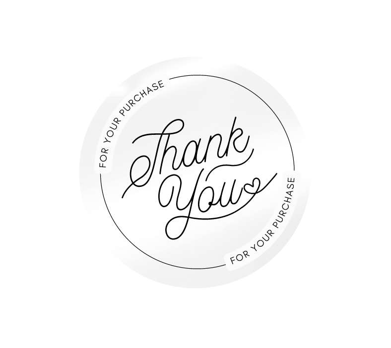 Clear Thank You for Your Purchase Stickers 7cm Round - Pack of 100