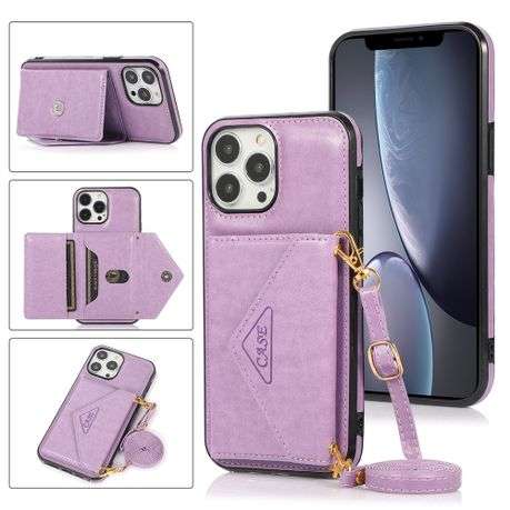 Leather wallet case with crossbody strap for iPhone 12 Pro