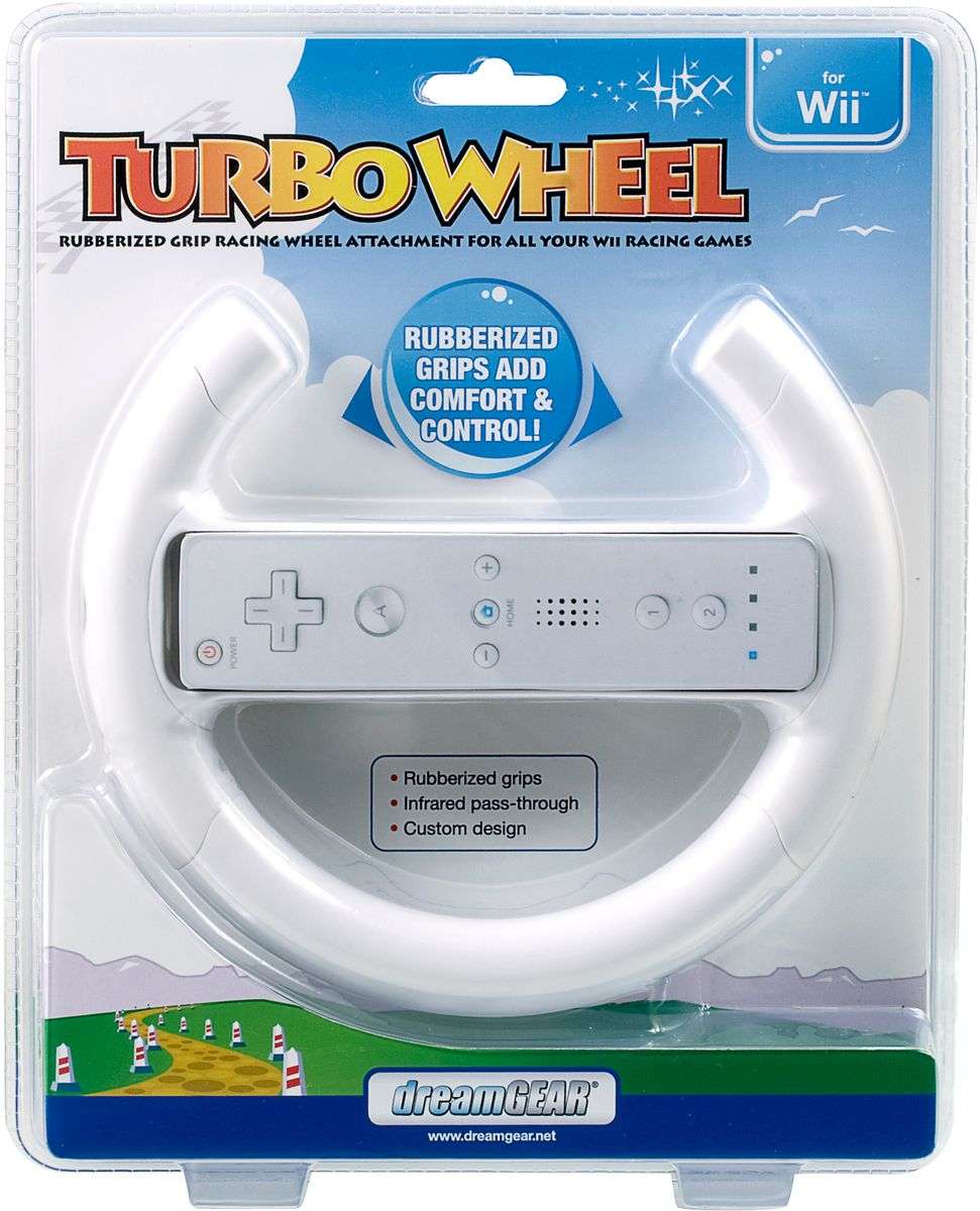 Dreamgear - Nintendo Wii Turbo Wheel - White (Wii) - OPEN BOX