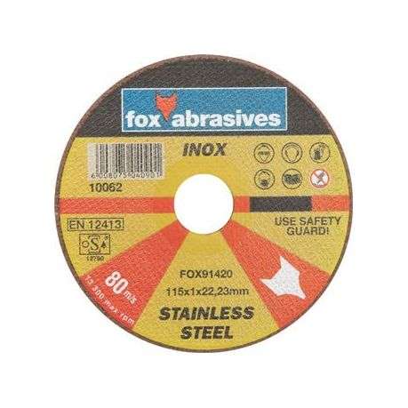 Fox Tools - Abrasive Cutting Disc Stainless Steel - 115 x 1.0mm - Fox Tools - Abrasive Cutting Di...