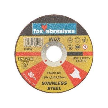 Fox Tools - Abrasive Cutting Disc Stainless Steel - 115 x 1.6mm - Fox Tools - Abrasive Cutting Di...
