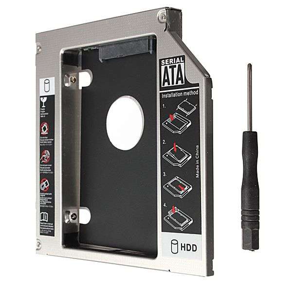Aluminum Universal SATA 2nd HDD Caddy 12.7 mm 2.5" Case Hard Drive Enclosure - no lip - LOCAL STOCK