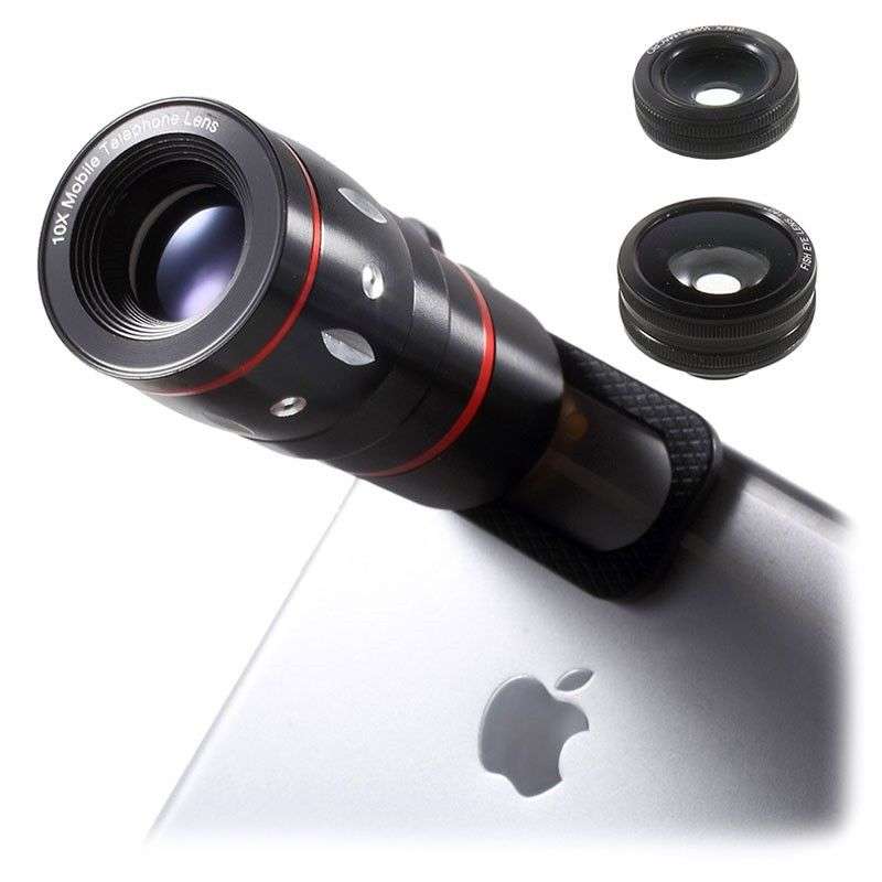 Universal 4-in-1 Smartphone Lens Kit - Black - OPEN BOX