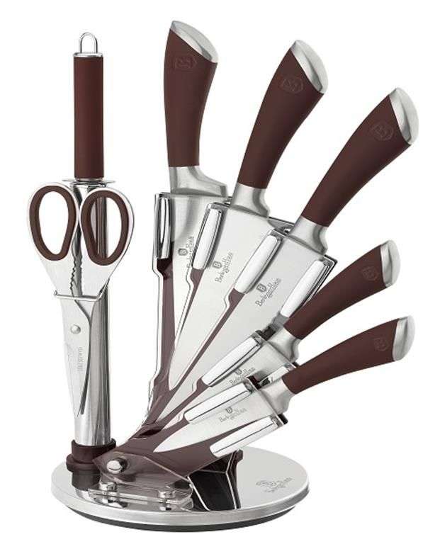 Berlinger Haus - 8 Pieces Stainless Steel Infinity Line  Knife Set with Stand (READ THE DESCRIPTION)