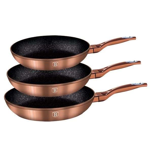 Berlinger Haus - 3 Pieces Metallic Line Marble Coated Fry Pan Set - Copper (READ THE DESCRIPTION)