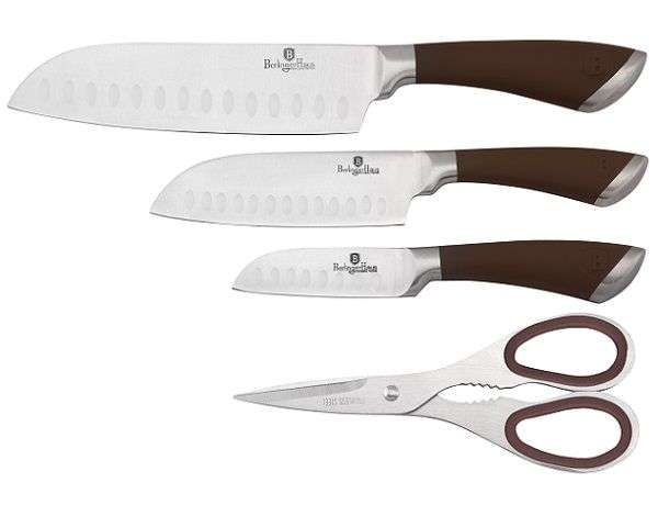 Berlinger Haus 4 Pieces Stainless Steel Velvet Line Knife Set with Scissors - Brown ***Brand New***