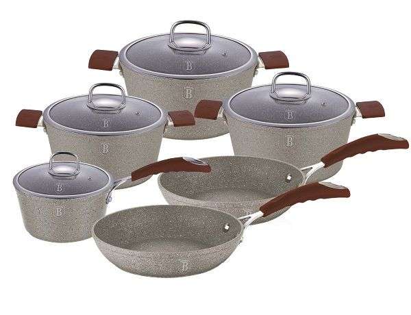 Berlinger Haus -10 Pieces Forged Aluminium Beige Stone Touch Line Cookware Set - Beige/Brown