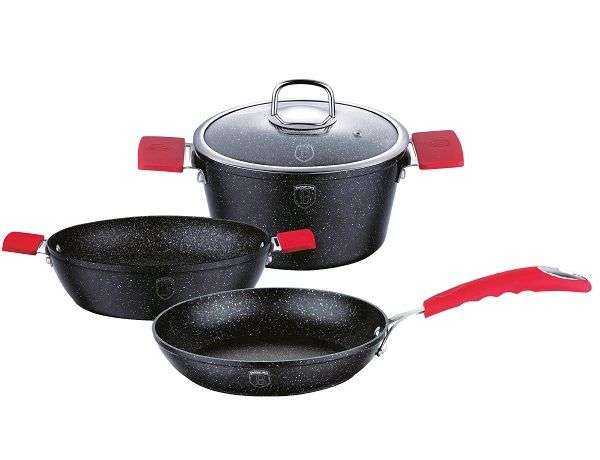 Berlinger Haus - 4 Pieces Black Stone Touch Line Cookware Set - Black/Red (READ THE DESCRIPTION)