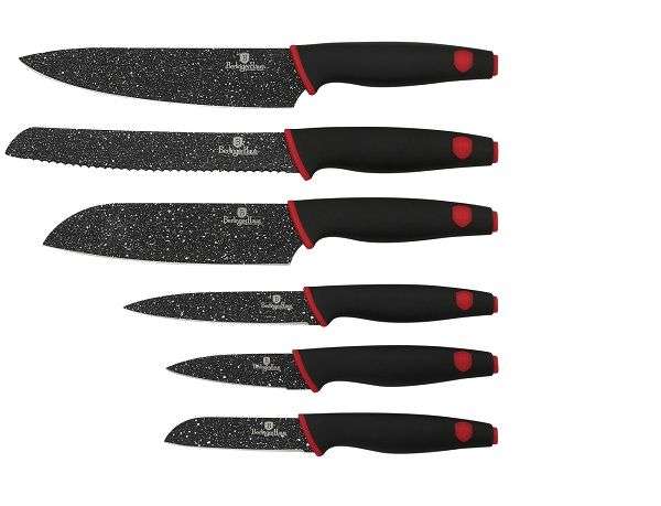 Berlinger Haus - 6 Pieces Black Stone Touch Line Knife Set - Black/Red  (MISSING PAIRING KNIFE)