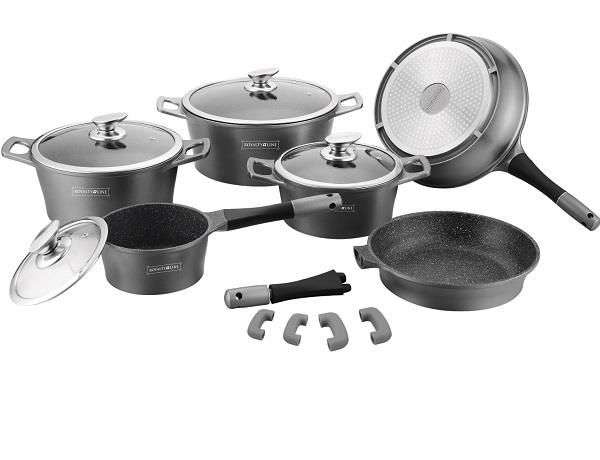 Royalty Line 14 Pieces Marble Coating Cookware Set - Silver (READ THE DESCRIPTION)