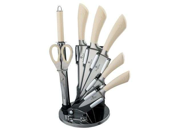 Berlinger Haus 6 Pieces Stainless Steel Knife Set With Stand - Cream (READ THE DESCRIPTION)