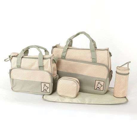 5 in 1 Multifunctional Baby Bag - Khaki Dots