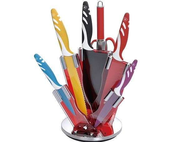 Royalty Line - 7 Pieces Non-Stick Coating  Knife Set With Stand - Silver (READ THE DESCRIPTION)
