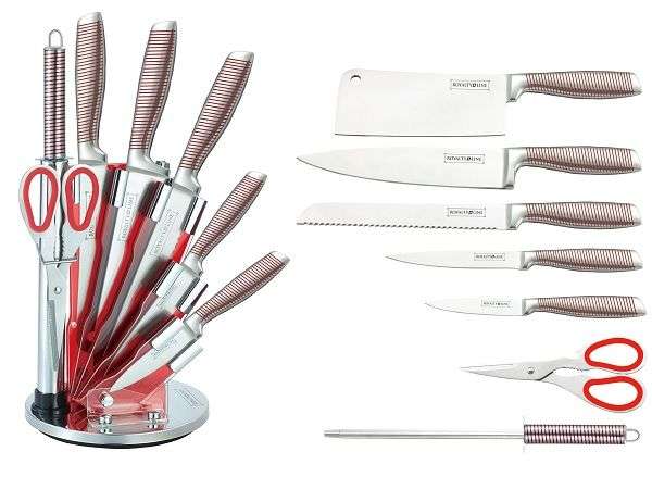 Royalty Line 8 Pieces Stainless Steel Knife Set with Stand (READ THE DESCRIPTION)
