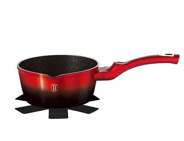 Berlinger Haus - 16 cm Metallic Line Marble Coated Sauce Pan - Black + Red (READ THE DESCRIPTION)