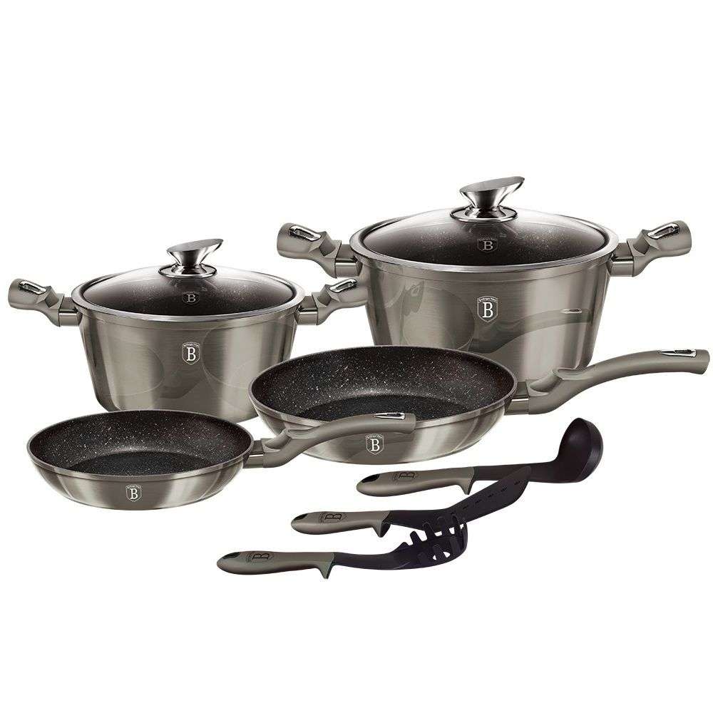 Berlinger Haus 9  Pieces Marble Coating Cookware Set - Carbon (DISPLAY MODEL)