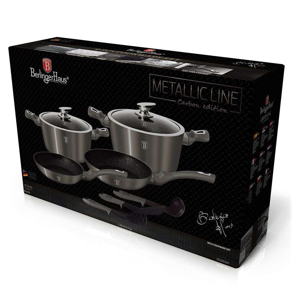 Berlinger Haus 9  Pieces Marble Coating Cookware Set - Carbon (DISPLAY MODEL)