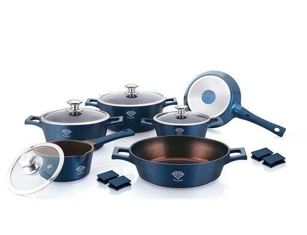 Royalty Line 14 Pieces Ceramic Coating Cookware Set - Blue(DISPLAY MODEL)