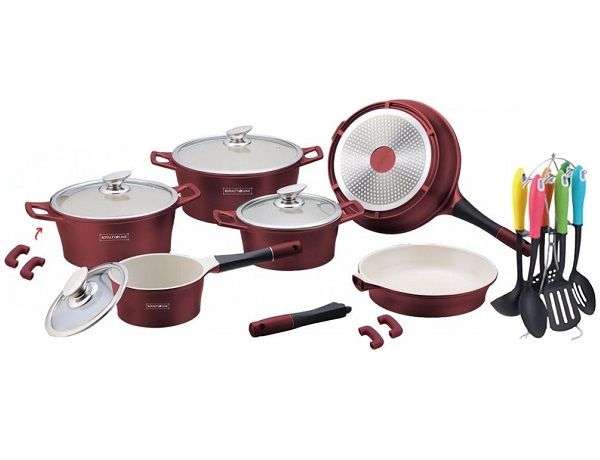 Royalty Line 20 Pieces Ceramic Coating Cookware Set - Burgundy (READ THE FULL DESCRIPTION)