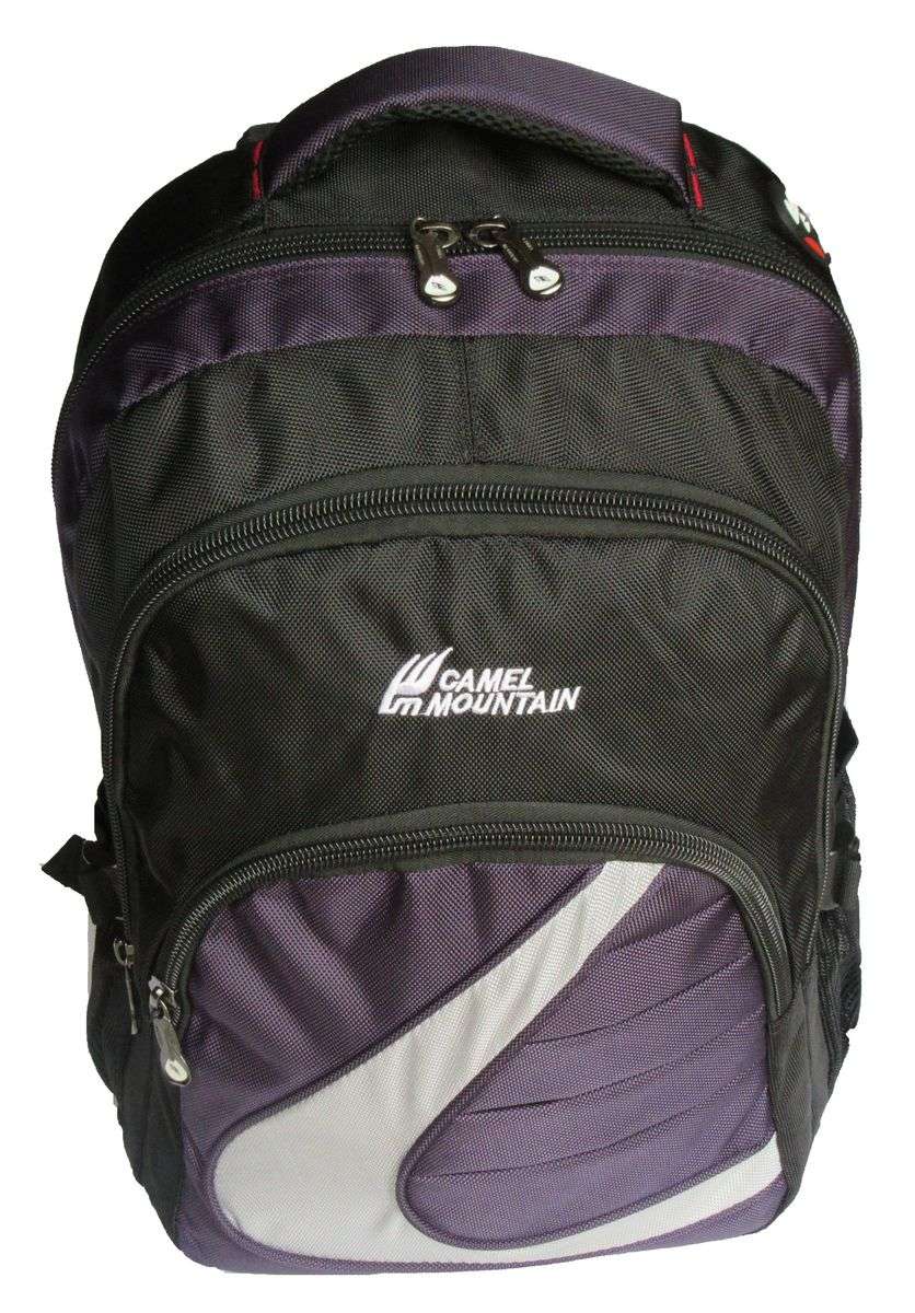 Camel Mountain Laptop Backpack - Black & Purple