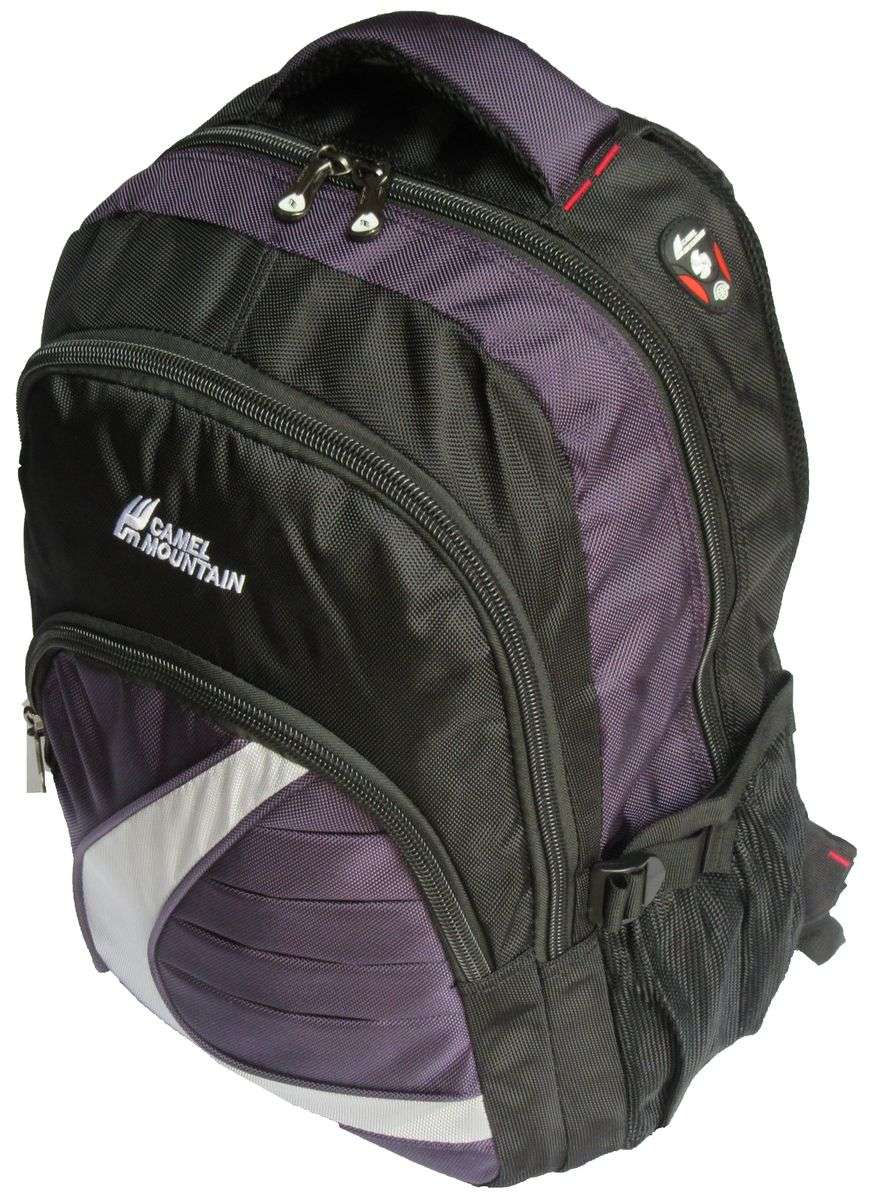 Camel Mountain Laptop Backpack - Black & Purple