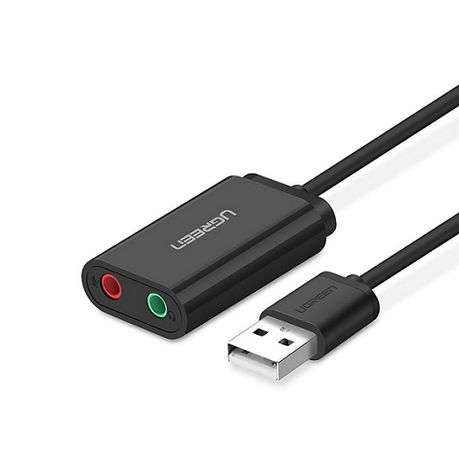 Ugreen - USB to 3.5mm External Stereo Sound Adapter - Black - Ugreen - USB to 3.5mm External Ster...