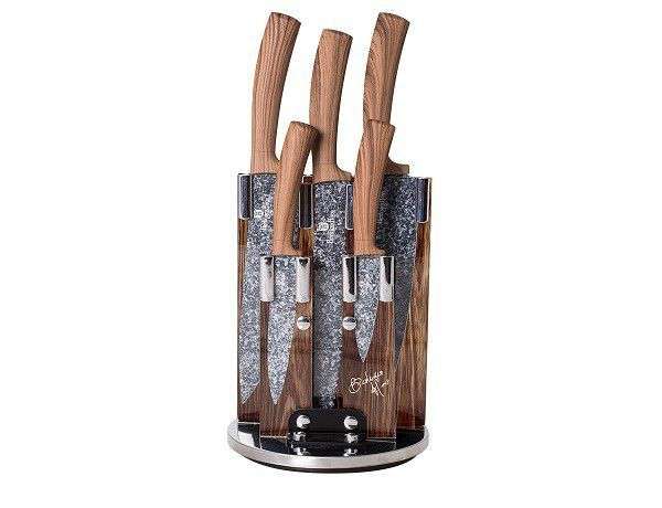Berlinger Haus  6 Pieces Forest Line Diamond Coated Knife Set with Stand(READ THE DESCRIPTION)