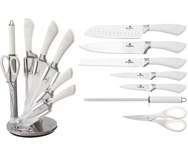 Berlinger Haus 8 Pieces Stainless Steel Knife Set with Stand - Cream (READ DESCRIPTION)