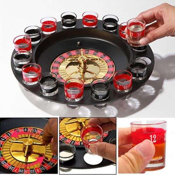 Shot glass roulette drinking game