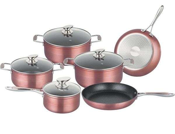 ROYALTY LINE RL-FM10C  10 PCS NON-STICK MARBLE COATED COOKWARE SET BURGUNDY