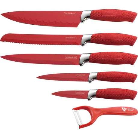 Royalty Line 5 Pieces Stainless Steel Non-Stick Coating Knife Set - Red (READ THE DESCRIPTION)