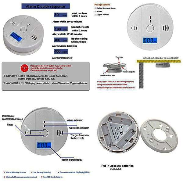 Carbon Monoxide Gas Detection Alarm - Open Box