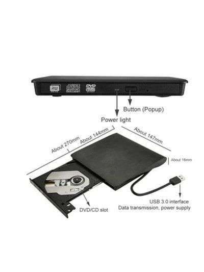 USB Pop-up Tray Loading Portable Mobile External DVD-RW - OPEN BOX