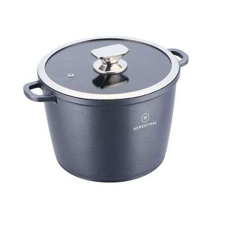 Herenthal 28 cm Greblon C3+ Non-Stick Coating Stock Pot with Lid - Black (READ THE DESCRIPTION)