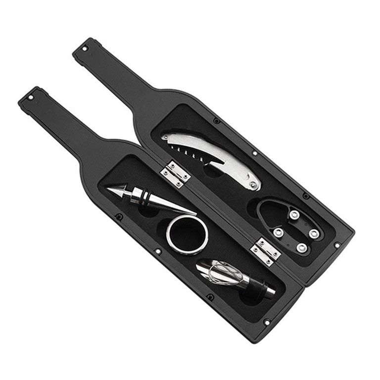 Premium Wine Accessory Set - 5PC Set with Wine-Shaped Case