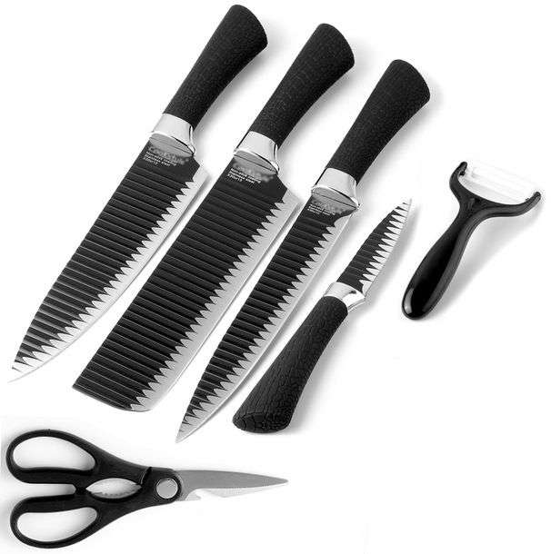6 Piece Non-Stick Coated Kitchen Knife Set