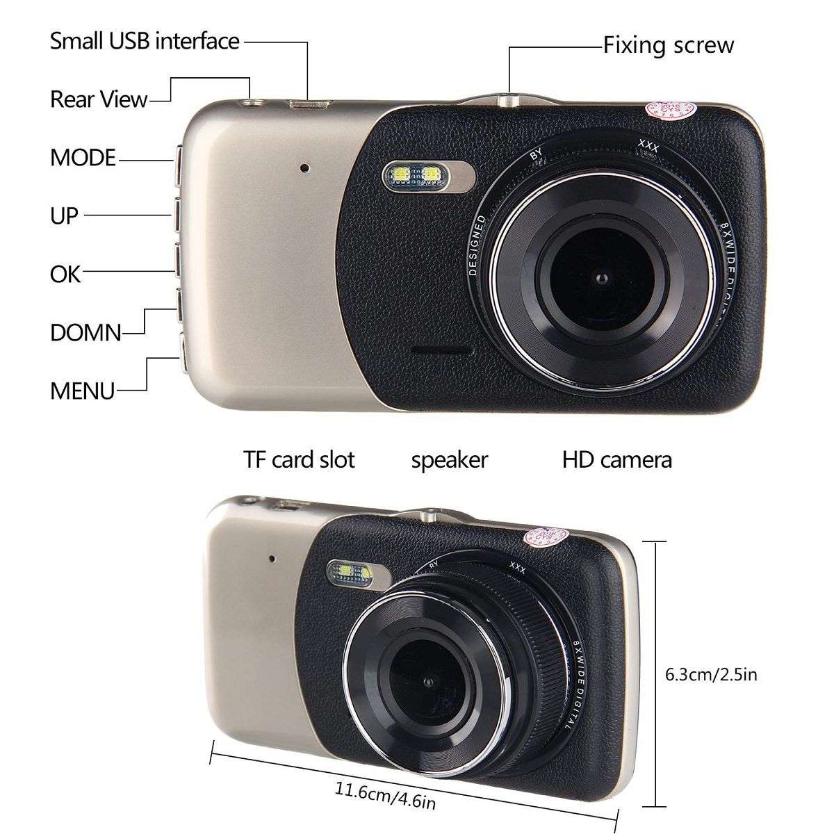 Dual Lens 1080p Full Hd Dash Camera -Car Dash-cam (Damaged Box Unit)