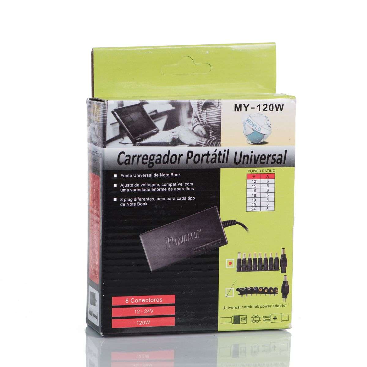 120W Universal Laptop Charger 12-24V with 8 set of Terminals - Notebook Power Adapter