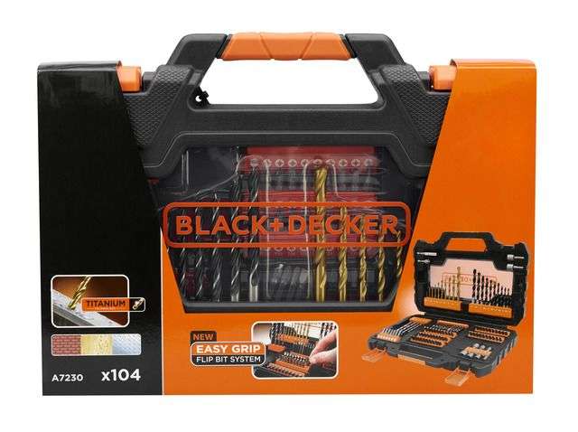 Black & Decker - Drill Driver Bit Set with Easy Grip Case - Set of 104 - Titanium