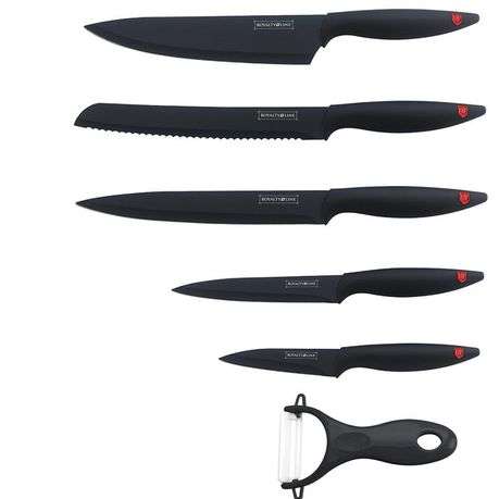 Royalty Line - 5 Pieces Marble Coating Knife Set with Peeler - Black (READ THE DESCRIPTION)