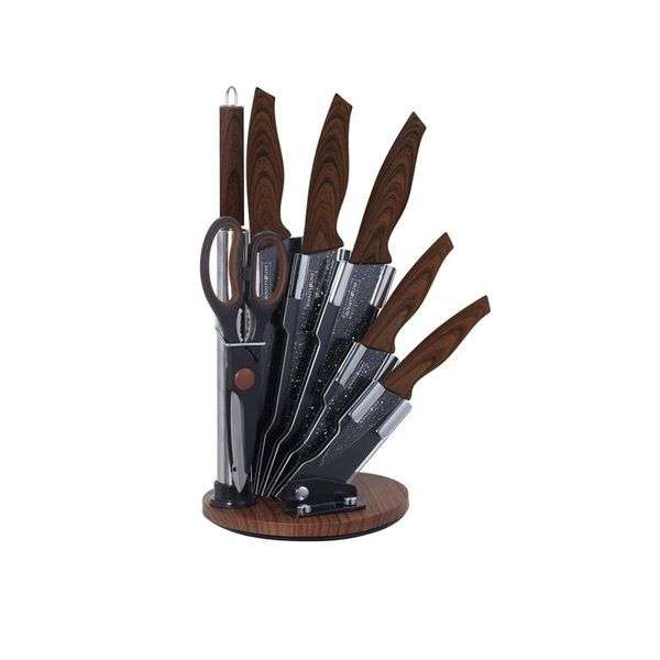 Royalty Line 8 Pieces Marble Coating Knife Set with Stand (READ THE DESCRIPTION)